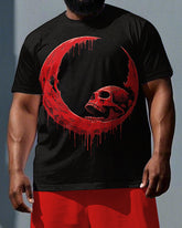 Courage Drips In The Dark Men's Big & Tall Skull & Moon Print Short Sleeve T-shirt & Shorts Set